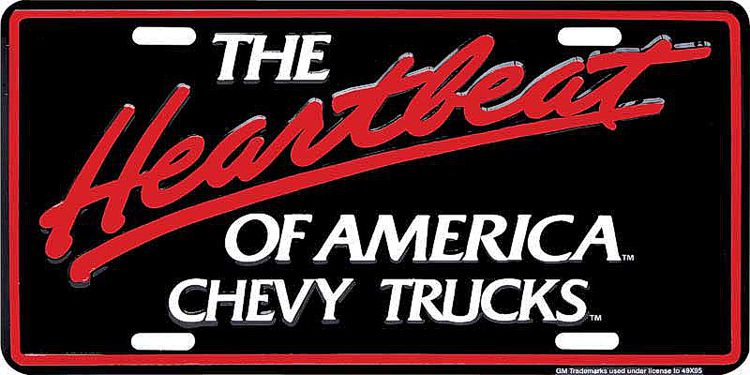 Signs 4 Fun Parody License Plate - Chevy Truck Heartbeat - 12 x 6 Decorative License Plate Wall Decor - Decoration Plate Man Cave + Garage - Made in The USA