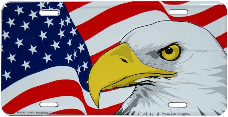 Signs 4 Fun Parody License Plate - Flag w/Eagle - 12 x 6 Decorative License Plate Wall Decor - Decoration Plate Man Cave + Garage - Made in The USA