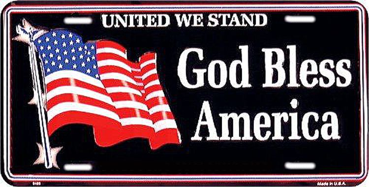 Signs 4 Fun Parody License Plate - Flag God Bless America Decorative License Plate - Decoration Plate for Vehicle/Wall - Man Cave Decorations - Made in The USA