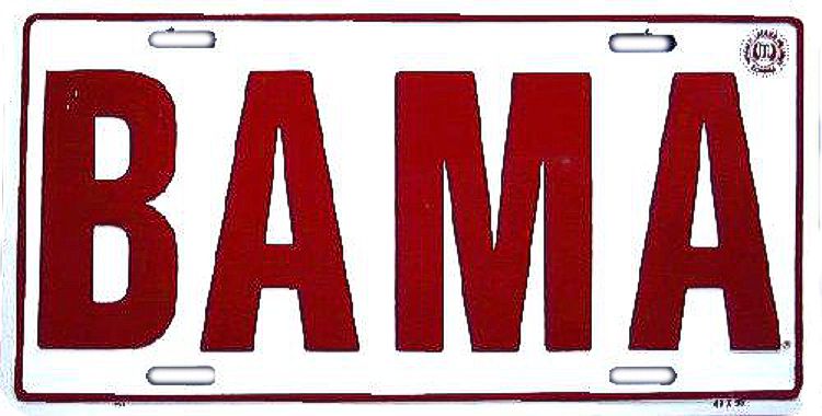 Signs 4 Fun Parody License Plate | Alabama Bama | 12 x 6 Decorative License Plate | Decoration Plate for Vehicle/Wall | Man Cave Decorations | Made in The USA