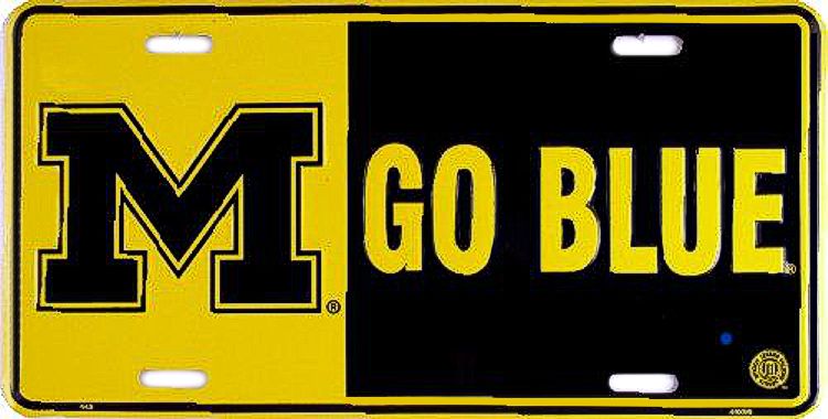 Signs 4 Fun Parody License Plate | MI Univ. Go Blue | 12 x 6 Decorative License Plate | Decoration Plate for Vehicle/Wall | Man Cave Decorations | Made in The USA