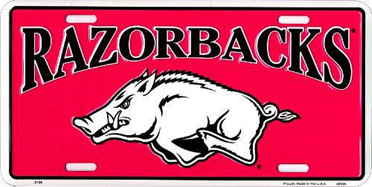 Signs 4 Fun Parody License Plate | AR Razorbacks Hog | 12 x 6 Decorative License Plate | Decoration Plate for Vehicle/Wall | Man Cave Decorations | Made in The USA