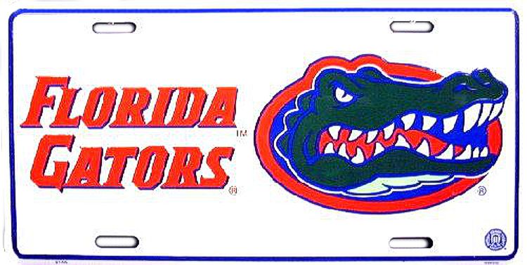 Signs 4 Fun Parody License Plate | FL Gators - White | 12 x 6 Decorative License Plate | Decoration Plate for Vehicle/Wall | Man Cave Decorations | Made in The USA