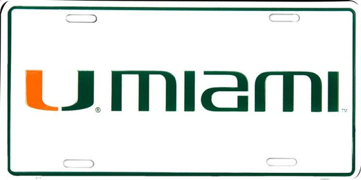 Signs 4 Fun Parody License Plate | Univ. of Miami White | 12 x 6 Decorative License Plate | Decoration Plate for Vehicle/Wall | Man Cave Decorations | Made in The USA
