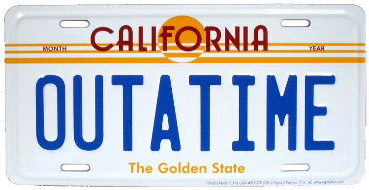 Signs 4 Fun Parody License Plate | Outatime | 12” x 6” Decorative License Plate | Decoration Plate for Vehicle/Wall | Man Cave Decorations | Made in The USA