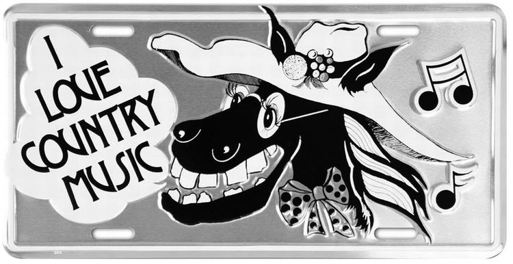 Signs 4 Fun Parody License Plate | I Love Country Music | 12 x 6 Decorative License Plate | Decoration Plate for Vehicle/Wall | Man Cave Decorations | Made in the USA