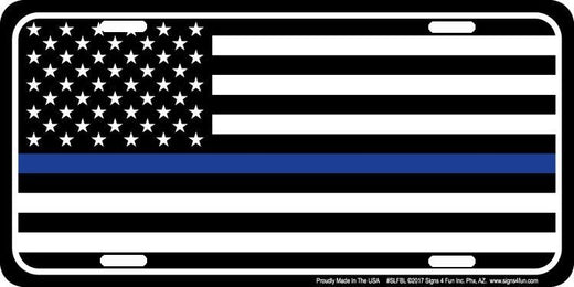 Signs 4 Fun Parody License Plate | Thin Blue Line | 12 x 6 Decorative License Plate | Decoration Plate for Vehicle/Wall | Man Cave Decorations | Made in The USA