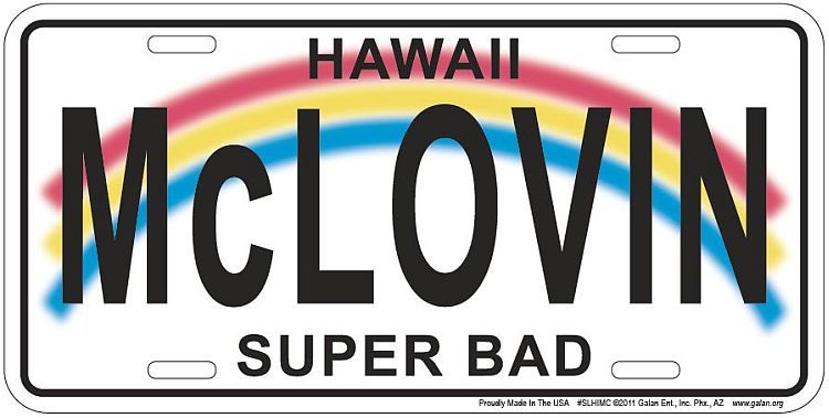 Signs 4 Fun Parody License Plate | McLovin Hawaii | 12 x 6 Decorative License Plate | Decoration Plate for Vehicle/Wall | Man Cave Decorations | Made in The USA