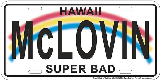 Signs 4 Fun Parody License Plate | McLovin Hawaii | 12 x 6 Decorative License Plate | Decoration Plate for Vehicle/Wall | Man Cave Decorations | Made in The USA