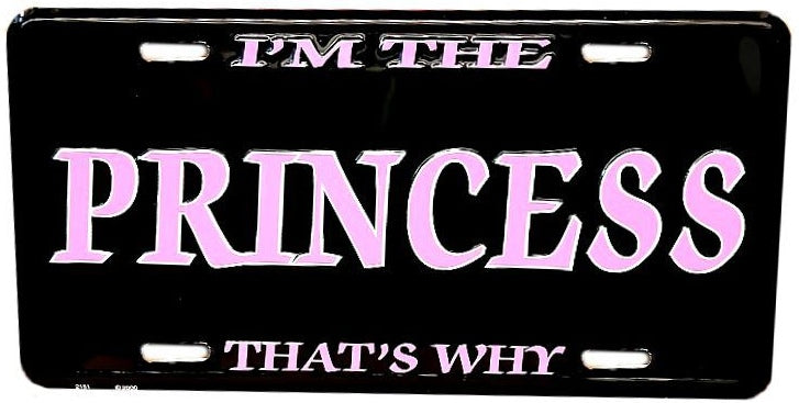 Signs 4 Fun Parody License Plate | I m The Princess | 12 x 6 Decorative License Plate | Decoration Plate for Vehicle/Wall | Man Cave Decorations | Made in The USA