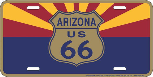 Signs 4 Fun Parody License Plate | Route 66 Arizona Flag w/Shield | 12 x 6 Decorative License Plate | Decoration Plate for Vehicle/Wall | Man Cave Decorations | Made in The USA
