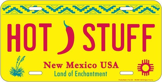 Signs 4 Fun Parody License Plate | NM Hot Stuff | 12 x 6 Decorative License Plate | Decoration Plate for Vehicle/Wall | Man Cave Decorations | Made in The USA