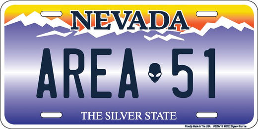 Signs 4 Fun Parody License Plate | NV Area 51 | 12” x 6” Decorative License Plate | Decoration Plate for Vehicle/Wall | Man Cave Decorations | Made in The USA