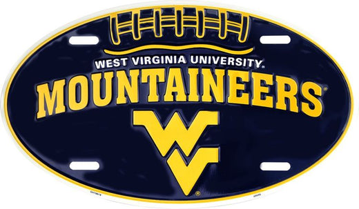 West Virginia Mountaineers Metal Oval License Plate 7 x 12