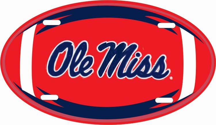 Signs 4 Fun SLO70027 University of Mississippi Ol' Rebels Oval License Plate, Red