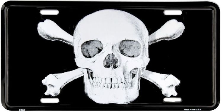 Signs 4 Fun Parody License Plate | Skull & X Bones | 12 x 6 Decorative License Plate | Decoration Plate for Vehicle/Wall | Man Cave Decorations | Made in The USA