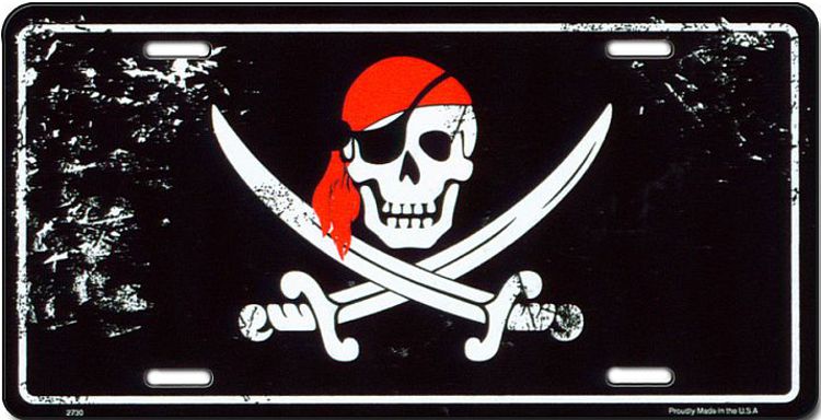 Signs 4 Fun Parody License Plate | Pirate Skull | 12 x 6 Decorative License Plate | Decoration Plate for Vehicle/Wall | Man Cave Decorations | Made in The USA