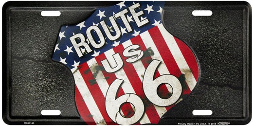 Signs 4 Fun Parody License Plate | Route 66 Flag Black | 12 x 6 Decorative License Plate | Decoration Plate for Vehicle/Wall | Man Cave Decorations | Made in The USA