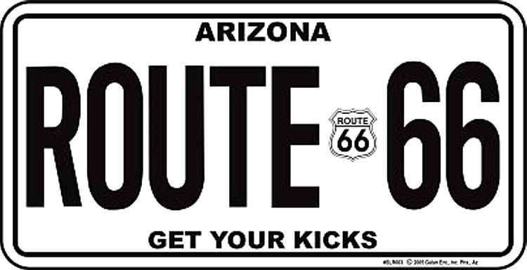 Signs 4 Fun Parody License Plate | Route 66 AZ B&W | 12 x 6 Decorative License Plate | Decoration Plate for Vehicle/Wall | Man Cave Decorations | Made in The USA