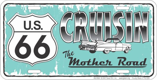 Signs 4 Fun Parody License Plate - Route 66 Cruisin Caddy Turq - 12” x 6” Decorative License Plate Wall Decor - Decoration Plate Man Cave + Garage - Made in The USA