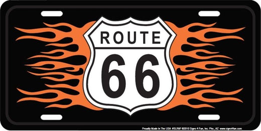 Signs 4 Fun Parody License Plate | Route 66 Flames | 12 x 6 Decorative License Plate | Decoration Plate for Vehicle/Wall | Man Cave Decorations | Made in The USA