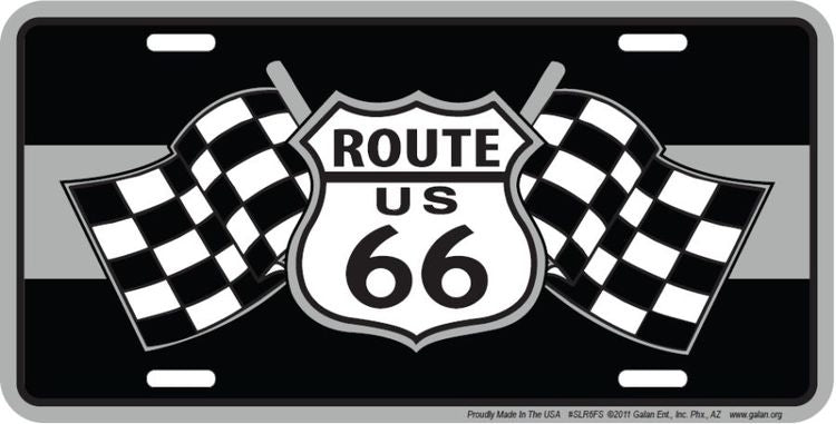 Signs 4 Fun Parody License Plate - Route 66 Racing Flags - 12” x 6” Decorative License Plate Wall Decor - Decoration Plate Man Cave + Garage - Made in The USA