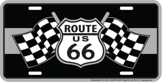 Signs 4 Fun Parody License Plate - Route 66 Racing Flags - 12” x 6” Decorative License Plate Wall Decor - Decoration Plate Man Cave + Garage - Made in The USA