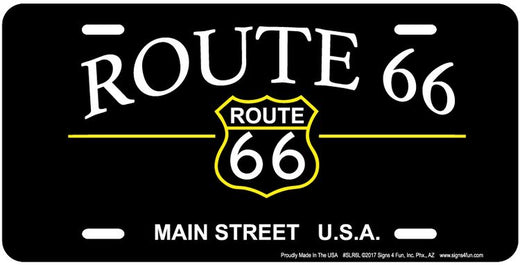 Signs 4 Fun Parody License Plate | Route 66 Main Street | 12 x 6 Decorative License Plate | Decoration Plate for Vehicle/Wall | Man Cave Decorations | Made in The USA