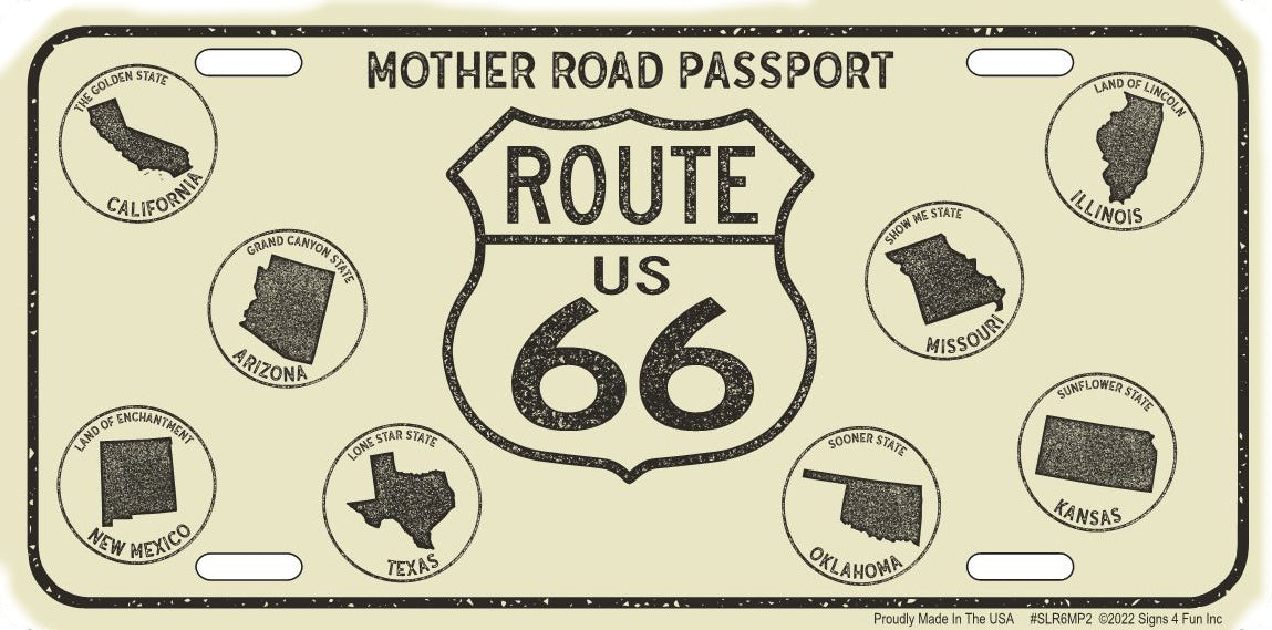 Signs 4 Fun Parody License Plate - 66 Passport - 12 x 6 Decorative License Plate Wall Decor - Decoration Plate Man Cave + Garage - Made in The USA