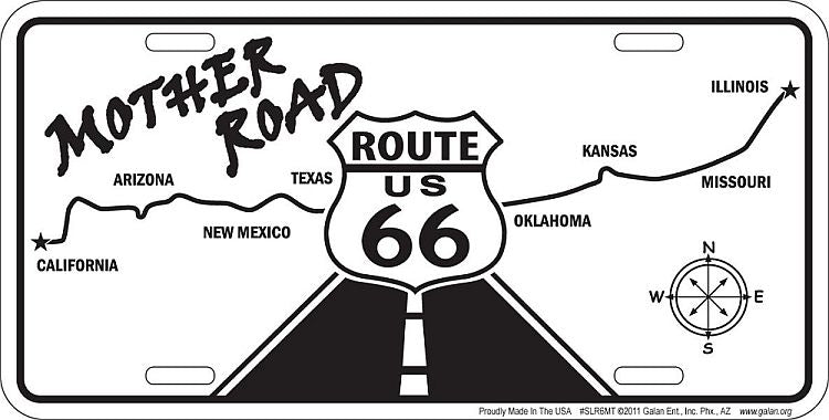 Signs 4 Fun Parody License Plate | Route 66 Mother Road Map