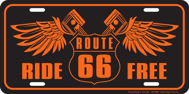 Signs 4 Fun Parody License Plate - 66 Shield Ride Free - 12 x 6 Decorative License Plate Wall Decor - Decoration Plate Man Cave + Garage - Made in The USA
