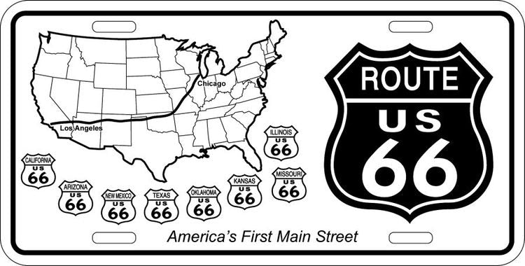 Signs 4 Fun Parody License Plate - Route 66 Shield on Map/Main St - 12 x 6 Decorative License Plate Wall Decor - Decoration Plate Man Cave + Garage - Made in The USA