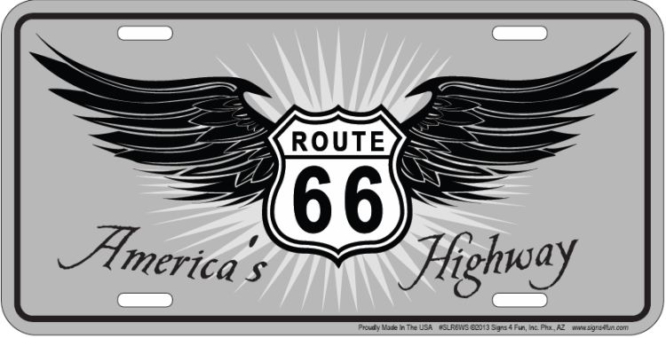 Signs 4 Fun Parody License Plate - Route 66 America s Highway - 12 x 6 Decorative License Plate Wall Decor - Decoration Plate Man Cave + Garage - Made in The USA