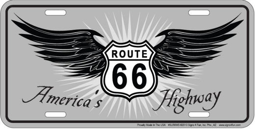 Signs 4 Fun Parody License Plate - Route 66 America s Highway - 12 x 6 Decorative License Plate Wall Decor - Decoration Plate Man Cave + Garage - Made in The USA