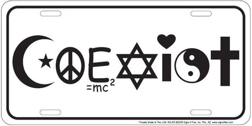 Signs 4 Fun Parody License Plate - Coexist - 12 x 6 Decorative License Plate Wall Decor - Decoration Plate Man Cave + Garage - Made in The USA