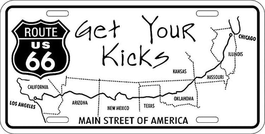 Signs 4 Fun Parody License Plate - Route 66 B&W Map - 12 x 6 Decorative License Plate Wall Decor - Decoration Plate Man Cave + Garage - Made in The USA