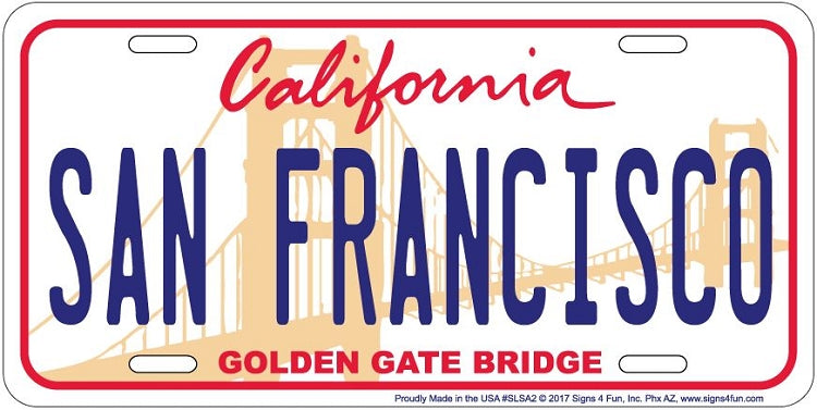 Signs 4 Fun Parody License Plate - San Francisco - 12 x 6 Decorative License Plate Wall Decor - Decoration Plate Man Cave + Garage - Made in The USA