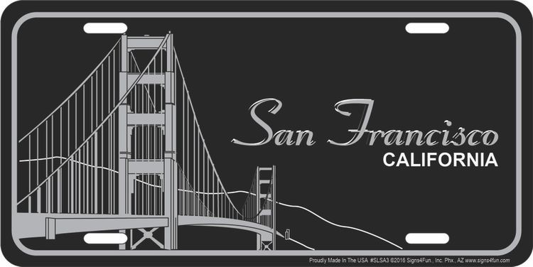 Signs 4 Fun Parody License Plate - San Francisco Black - 12 x 6 Decorative License Plate Wall Decor - Decoration Plate Man Cave + Garage - Made in The USA