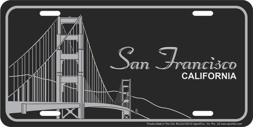 Signs 4 Fun Parody License Plate - San Francisco Black - 12 x 6 Decorative License Plate Wall Decor - Decoration Plate Man Cave + Garage - Made in The USA