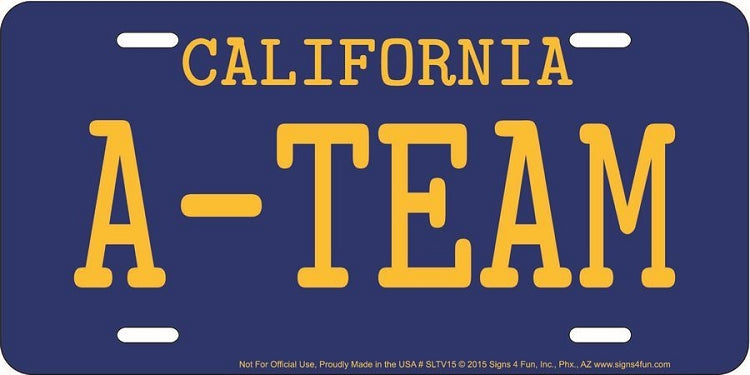 Signs 4 Fun Parody License Plate - A-Team - 12 x 6 Decorative License Plate Wall Decor - Decoration Plate Man Cave + Garage - Made in The USA
