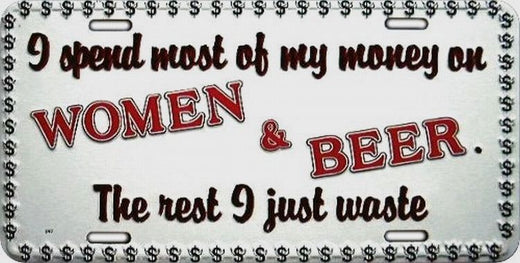Signs 4 Fun Parody License Plate - Women & Beer - 12 x 6 Decorative License Plate Wall Decor - Decoration Plate Man Cave + Garage - Made in The USA