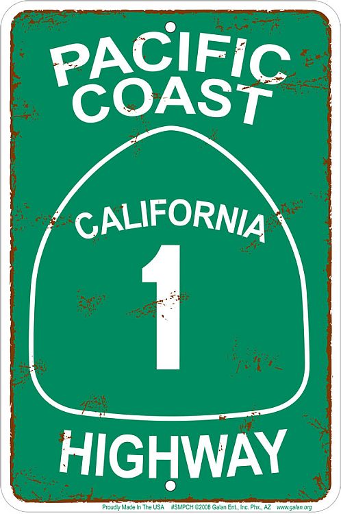 Signs 4 Fun Decorative Parking Sign | Pacific Coast HWY | 8 x12 | Embossed Aluminum Sign | Made in the USA | SMPCH