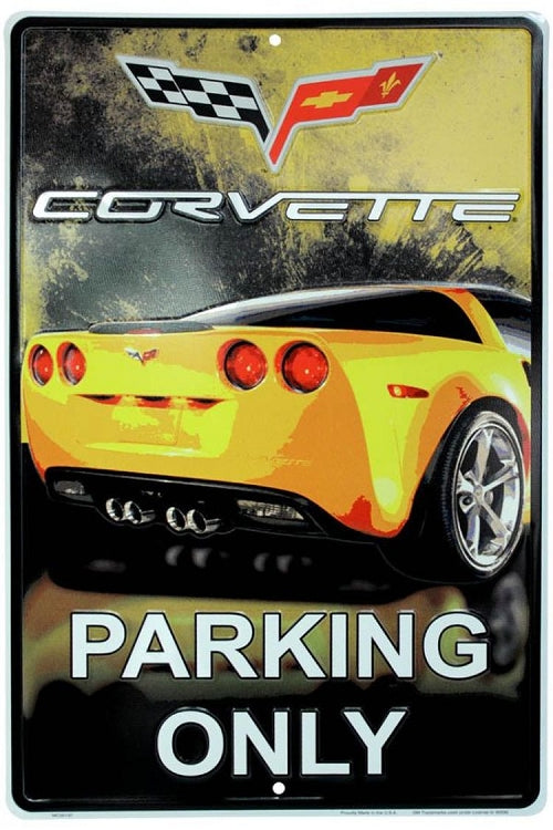 Signs 4 Fun Decorative Parking Sign | Corvette New | 12 x16 | Embossed Aluminum Sign | Made in the USA | SP30137