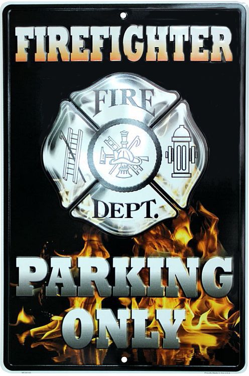 Signs 4 Fun Decorative Parking Sign | Firefighter | 12 x16 | Embossed Aluminum Sign | Made in the USA | SP30143
