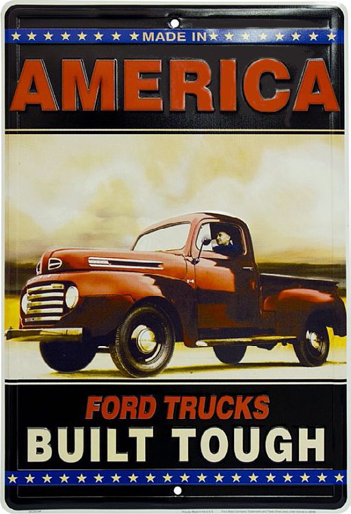Signs 4 Fun Decorative Parking Sign | Ford Built Tough 1940s | 12” x16” | Embossed Aluminum Sign | Made in the USA | SP30144