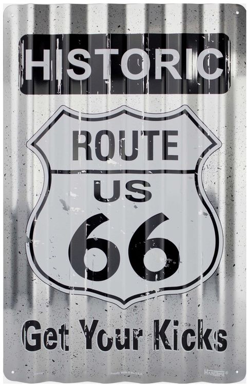 Signs 4 Fun SP32003 Historic Route 66 Corrugated Large Sign, Grey