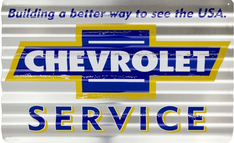 Signs 4 Fun SP32033 Chevrolet Service Corrugated Large Sign, Blue