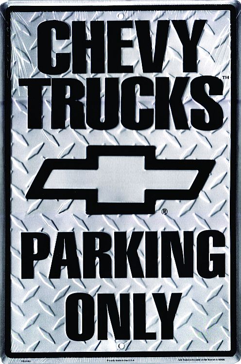 Signs 4 Fun Decorative Parking Sign | Chevy Truck | 12 x 18 | Embossed Aluminum Sign | Made in the USA | SPAC
