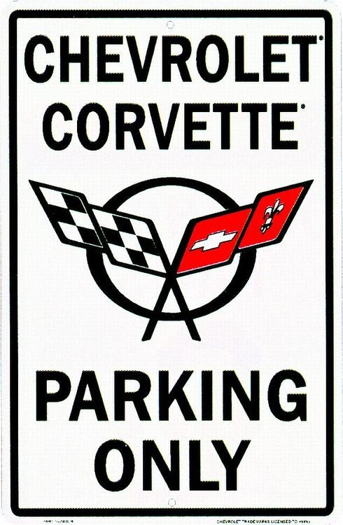 Signs 4 Fun Decorative Parking Sign | Corvette | 12” x 18” | Embossed Aluminum Sign | Made in the USA | SPACC