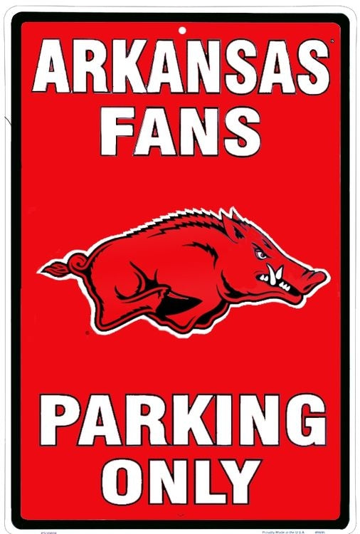Signs 4 Fun SPCARK2 University of Arkansas Razorbacks II Large Parking Sign, Red